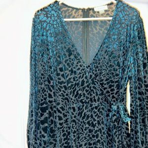 Emerald Velvet Wrap Dress